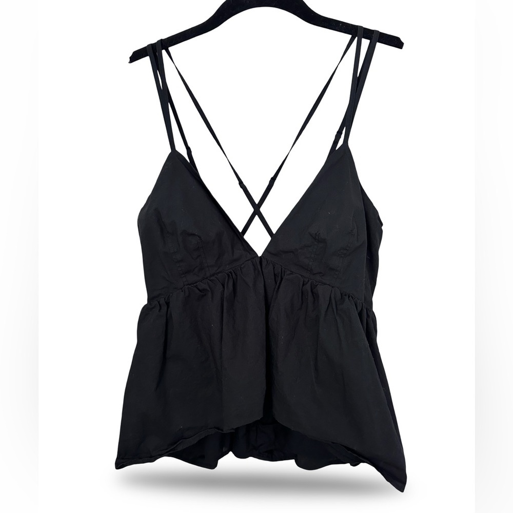 Serra by‎ Joie Rucker Black Strappy Top 100% cotton XS